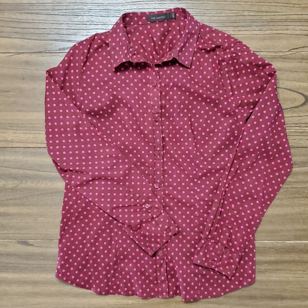 THE LIMITED Maroon Button Down Blouse L